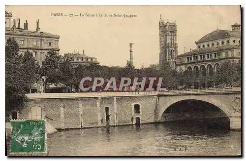 Cartes postales Paris La Seine et la Tour Saint Jacques