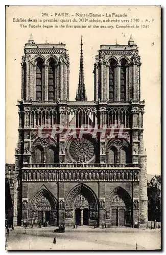 Cartes postales Paris Notre Dame La Facade