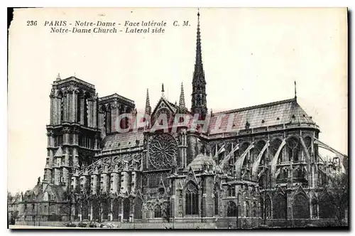 Cartes postales Paris Notre Dame Face laterale