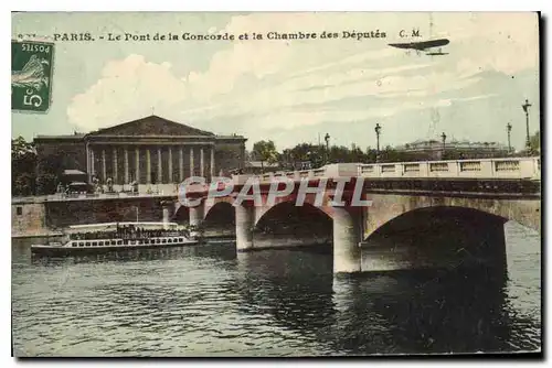 Ansichtskarte AK Paris Le Pont de la Concorde et la Chambre des Deputes Avion Aviation Bateau