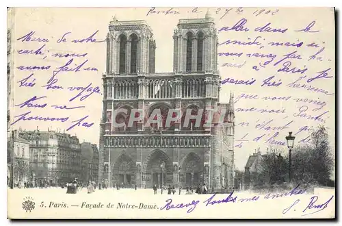 Cartes postales Paris Facade de Notre Dame