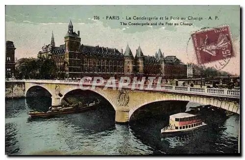 Ansichtskarte AK Paris La Conciergerie et le Pont au Change Bateaux Chocolat Menier