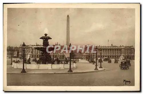 Cartes postales Les Petits Tableaux de Paris La Place de la Concorde les Fontaines et l'Obelisque de Louksor