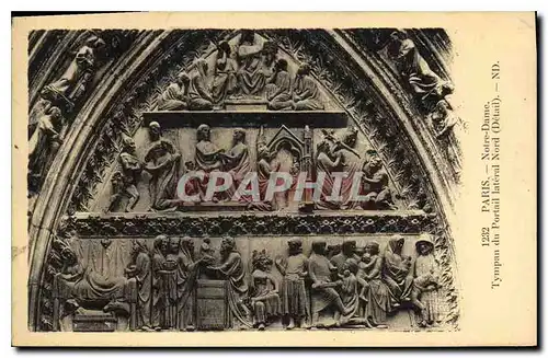 Cartes postales Paris Notre Dame Tympan du Portail Interul Nord Detail