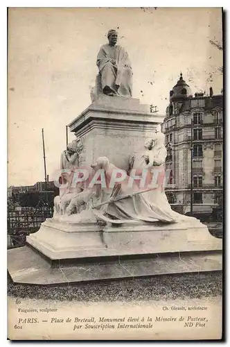 Cartes postales Paris Place de Breteuil Monument eleve a la Memoire de Pasteur
