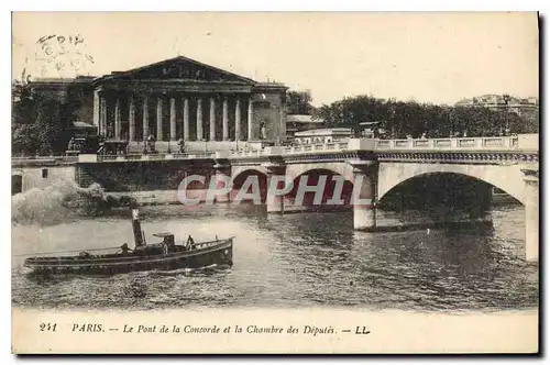 Cartes postales Paris Le Pont de la Concorde et la Chambre des Deputes Bateau