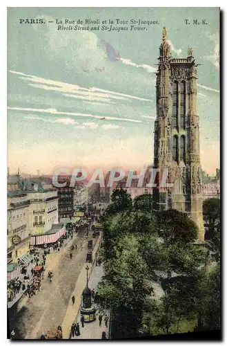 Cartes postales Paris La Rue de Rivoli et la Tour St Jacques