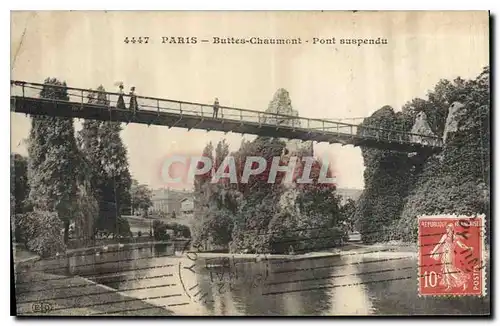 Cartes postales Paris Buttes Chaumont Pont suspendu