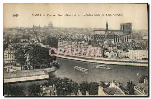 Cartes postales Paris Vue sur Notre Dame et le Pantheon pris de Saint Gervais