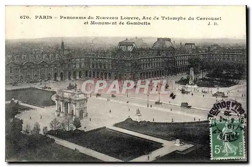 Ansichtskarte AK Paris Panorama du Nouveau Louvre Arc de Triomphe du Carrousel et Monument de Gambetta