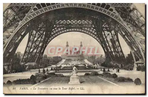 Cartes postales Paris Le Trocadero vu sous la Tour Eiffel