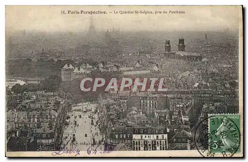 Ansichtskarte AK Paris Perspective Le Quartier St Sulpice pris du Pantheon Tour Eiffel