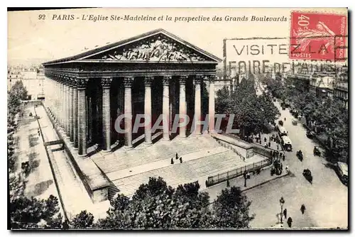 Cartes postales Paris L'Eglise Ste Madeleine et la perspective des Grands Boulevards