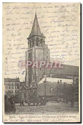 Cartes postales Paris Eglise St Germain des Pres vue prise de la rue de Rennes