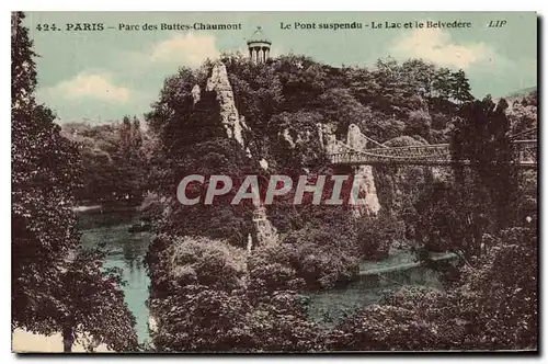 Cartes postales Paris Parc des Buttes Chaumont Le Pont suspendu