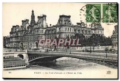 Cartes postales Paris Le Pont d'Arcole et l'Hotel de Ville