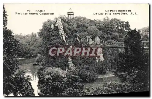 Cartes postales Paris Parc des Buttes Chaumont Le Pont suspendu