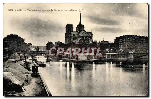 Ansichtskarte AK Paris Vue prise de nuit sur La Seine et Notre Dame