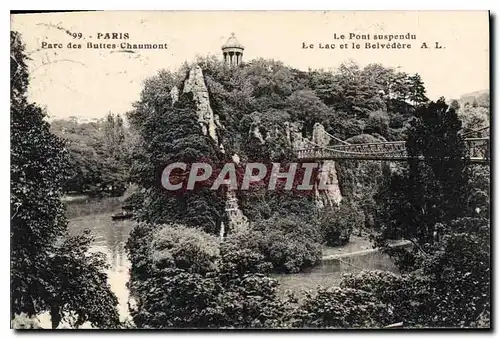 Cartes postales Paris Parc des Buttes Chaumont Le Pont suspendu