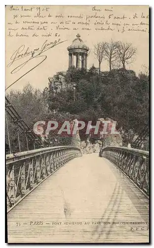 Cartes postales Paris Pont Suspendu au Parc des Buttes Chaumont