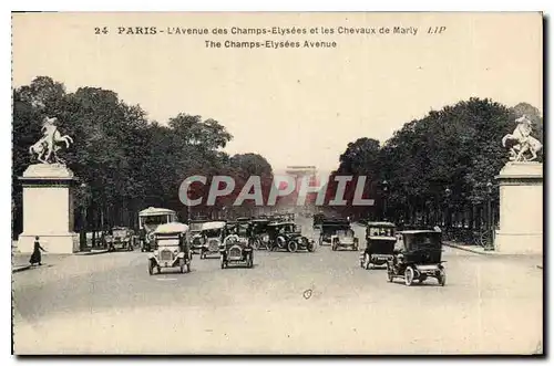 Ansichtskarte AK Paris L'Avenue des Champs Elysees et les Chevaux de Marly