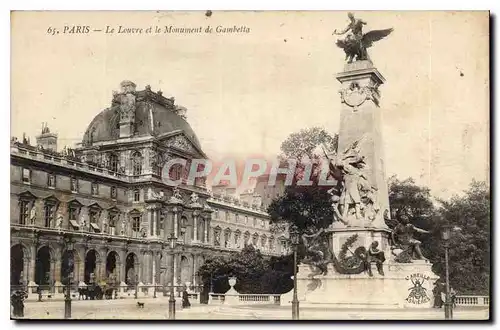 Ansichtskarte AK Paris Le Louvre et le Monument de Gambetta