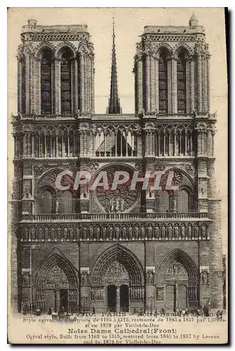Cartes postales Paris Notre Dame Cathedral Front