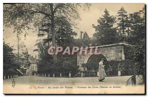 Cartes postales Paris Au Jardin des Plantes Fontaine des Lions Statues en bronze