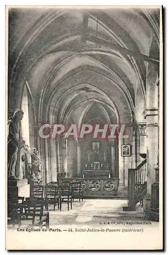 Cartes postales Les Eglises de Paris Saint Julien le Pauvre Interieur