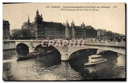 Ansichtskarte AK Paris La Conciergerie et le Pont au Change Bateaux