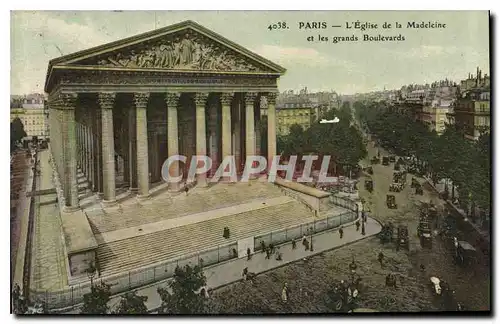 Cartes postales Paris L'Eglise de la Madeleine et les grands Boulevards