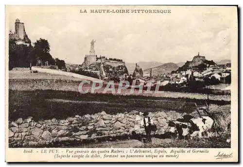 Cartes postales Le Puy Vue generale des quatre Rochers Attelage b�ufs