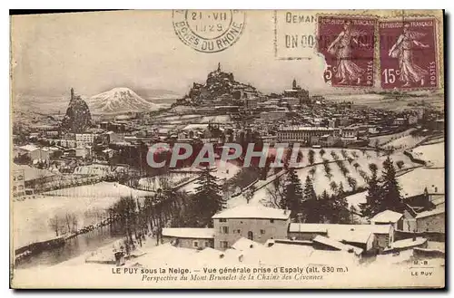 Cartes postales Le Puy sous la Neige Vue generale prise d'Espaly