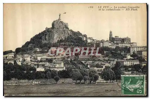 Cartes postales Le Puy Le rocher Corneille et la cathedrale