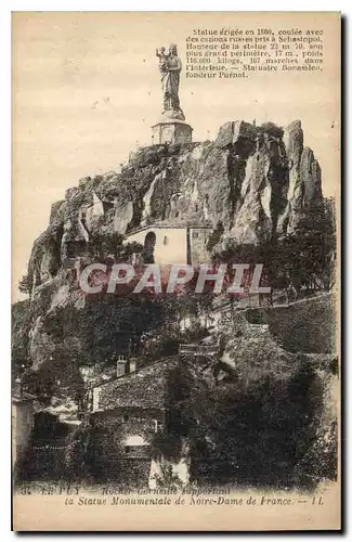 Cartes postales Le Puy Rocher Corneille supportant a statue Monumentale de Notre Dame de France