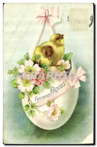 Cartes postales Bonne Fete Poussins Fleurs