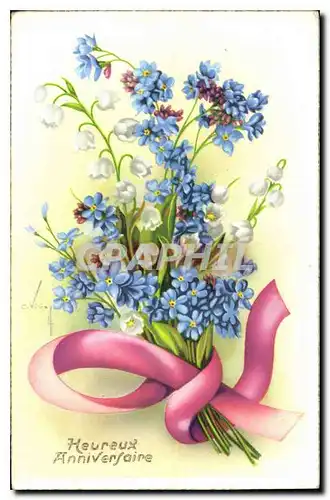 Cartes postales Heureux Anniversaire Fleurs