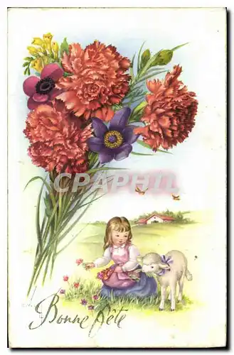 Cartes postales Bonne Fete Fleurs Agneau