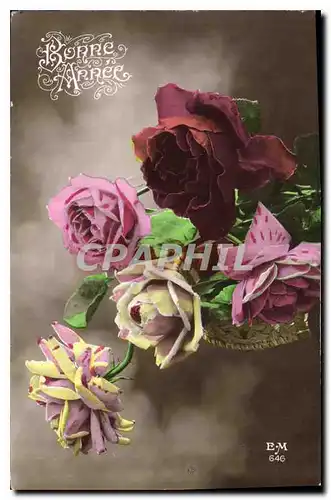 Cartes postales Bonne Annee fleurs