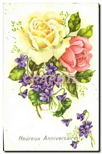 Cartes postales Heureux Anniversaire Fleurs