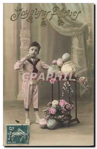 Cartes postales Joyeuses Paques Fleurs Enfant