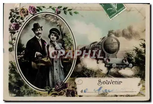 Cartes postales Souvenir Marseille femme Train
