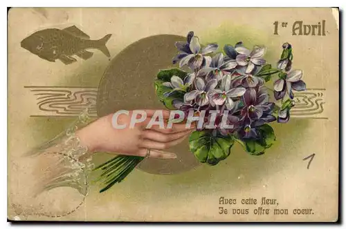 Ansichtskarte AK Avec cette fleur Fe vous offre mon coeur
