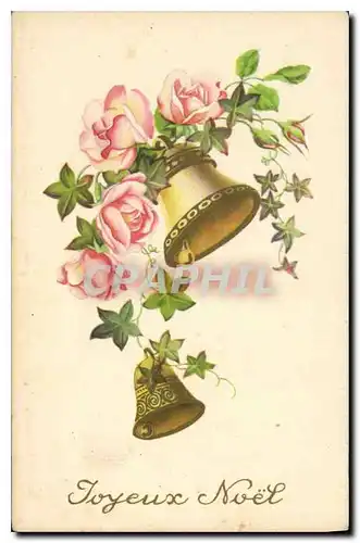 Cartes postales Joyeux Noel Fleurs Cloches