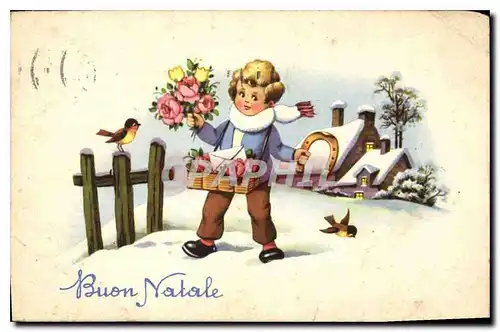 Cartes postales Buon Natale Enfant Fer a cheval