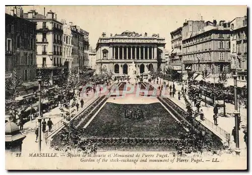 Ansichtskarte AK Marseille Square de la Bourse et Monument de Pierre Puget