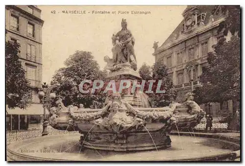 Ansichtskarte AK Marseille Fontaine et Place Estrangin