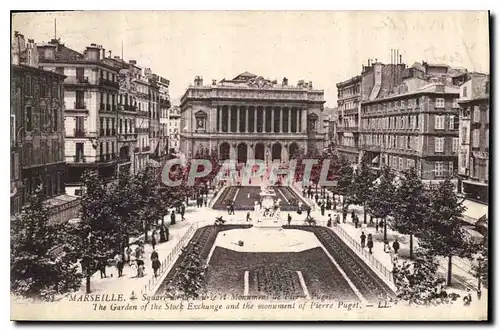 Ansichtskarte AK Marseille Square de la Bourse Monument de Pierre Puget