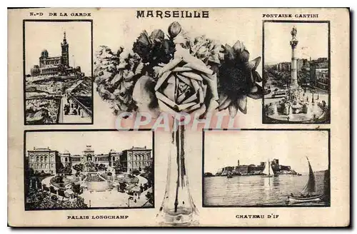 Cartes postales Marseille ND de la Garde Fontaine Cantini Palais Longchamp Chateau d'If