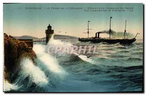 Cartes postales Marseille Le Phare de la Desirade Depart d'un courrier de Chine China
